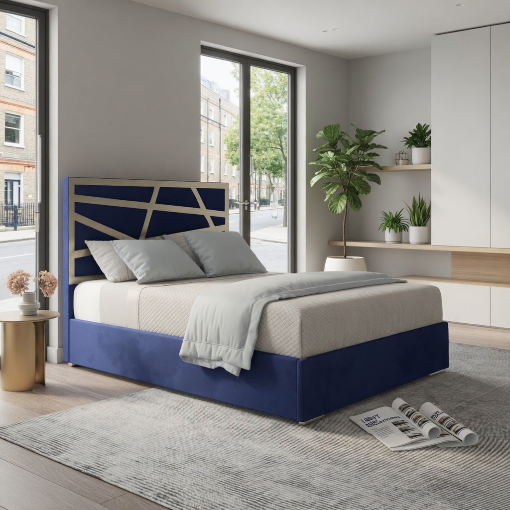 Cloudrest Upholstered Soft Velvet Metal Designer Bed Frame