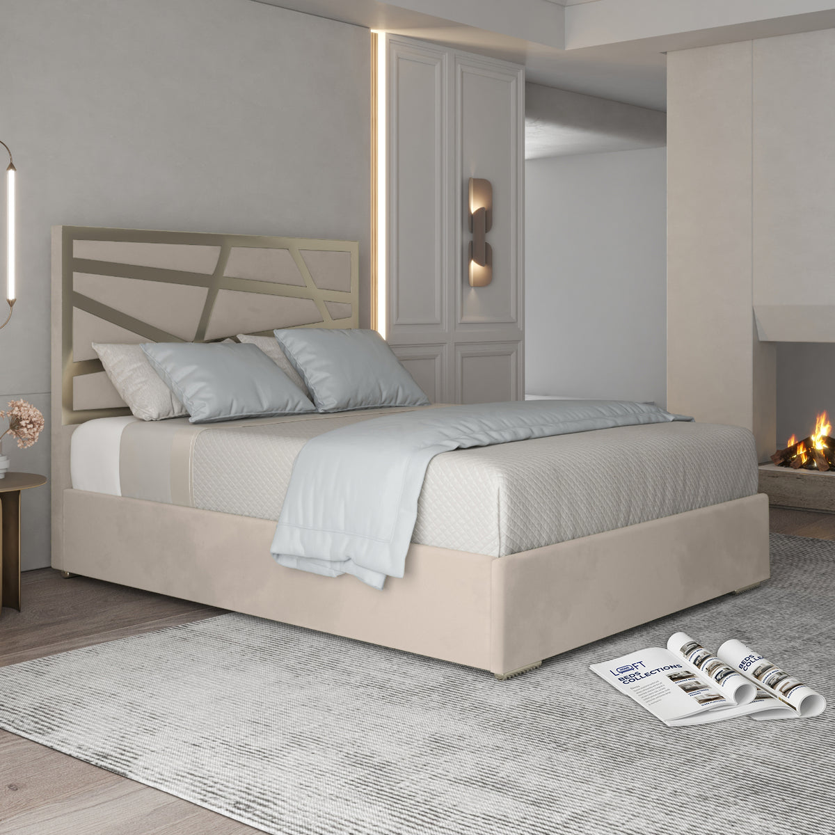 Cloudrest Upholstered Soft Velvet Metal Designer Bed Frame