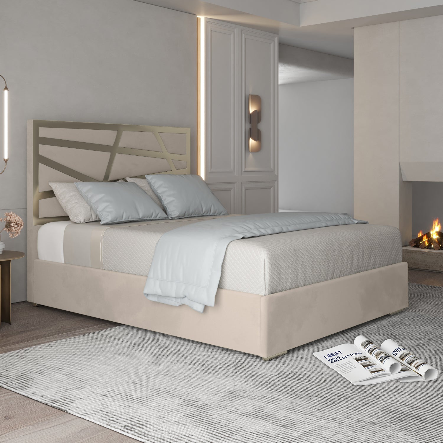 Cloudrest Upholstered Soft Velvet Metal Designer Bed Frame