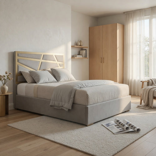 Cloudrest Upholstered Soft Velvet Metal Designer Bed Frame