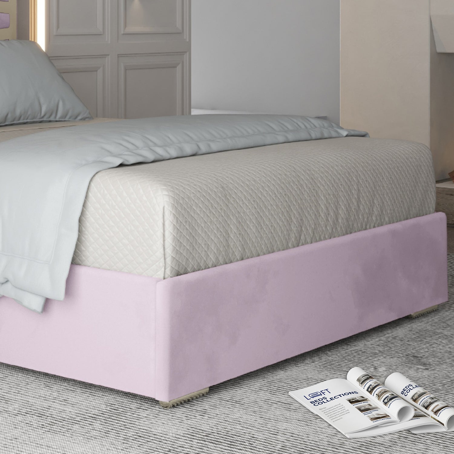 Cloudrest Upholstered Soft Velvet Metal Designer Bed Frame
