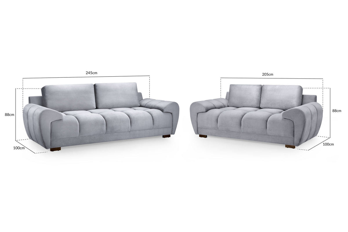 Azzuro Sofa 3+2 Set in Grey