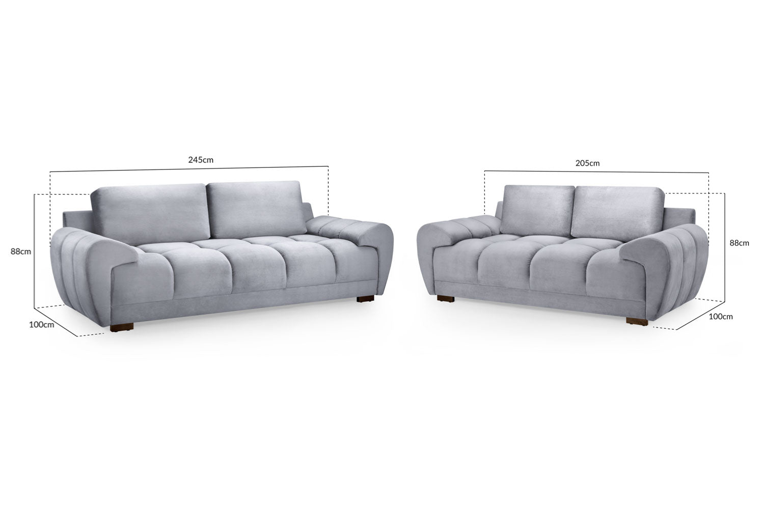 Azzuro Sofa 3+2 Set in Grey