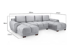 Azzuro Sofa Grey U Shape Corner