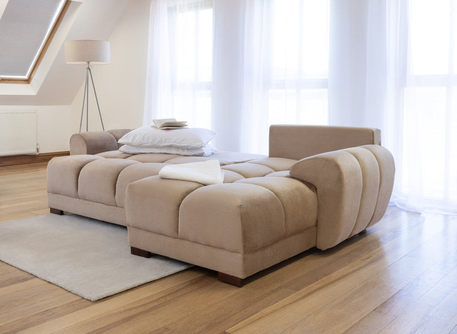 Amersham Mocha Velvet Universal Corner Sofa Bed – view 4