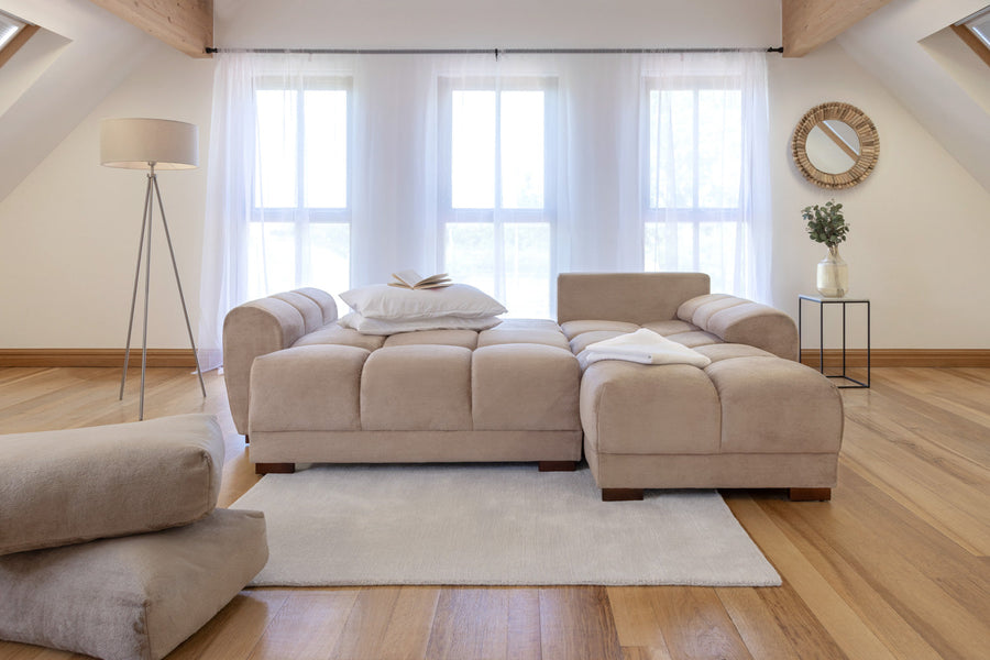 Amersham Mocha Velvet Universal Corner Sofa Bed – view 5