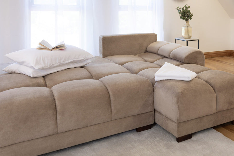 Amersham Mocha Velvet Universal Corner Sofa Bed – view 3