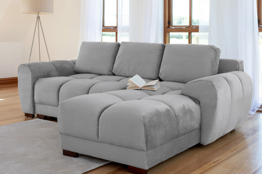 Amersham Grey Velvet Universal Corner Sofa Bed – view 4