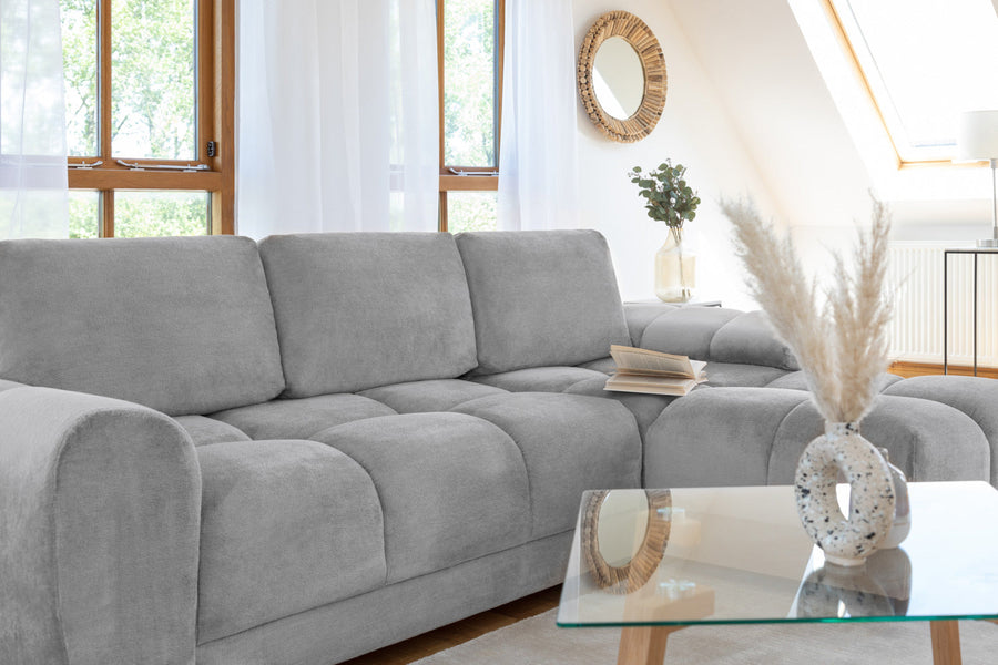 Amersham Grey Velvet Universal Corner Sofa Bed – view 3