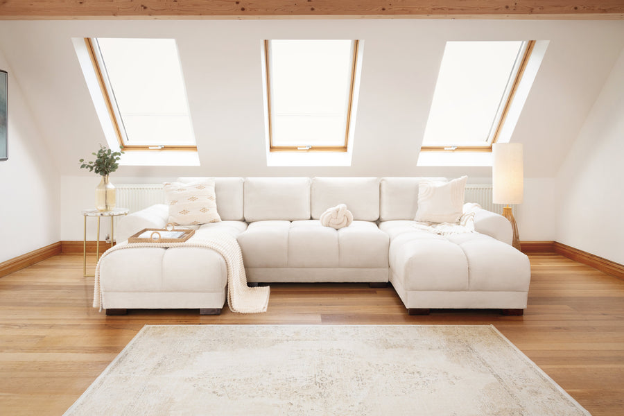 Amersham Cream Chenille U Shape Corner Sofa – view 3