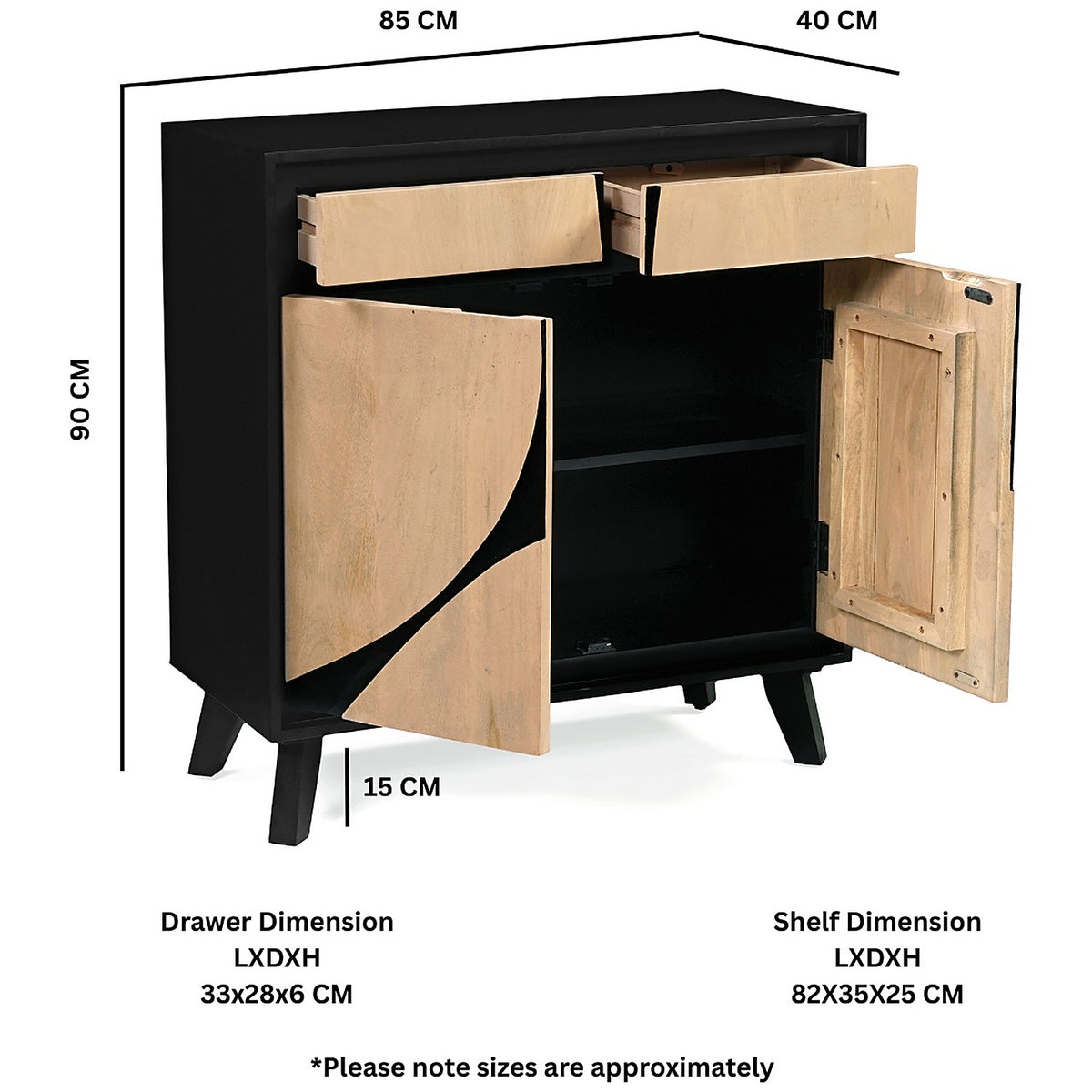 Inklyn Abstract Inlay Mango Wood 2 Door Sideboard - image 7