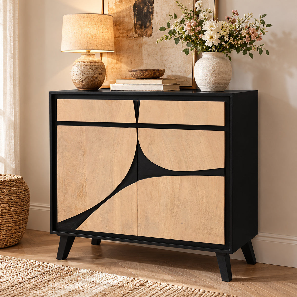 Inklyn Abstract Inlay Mango Wood 2 Door Sideboard - image 2