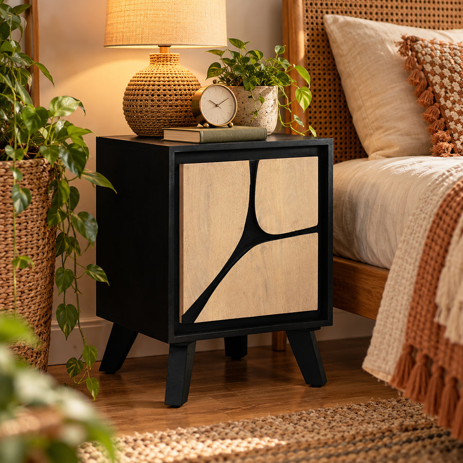 Inklyn Abstract Inlay Mango Wood Bedside Table - image 2