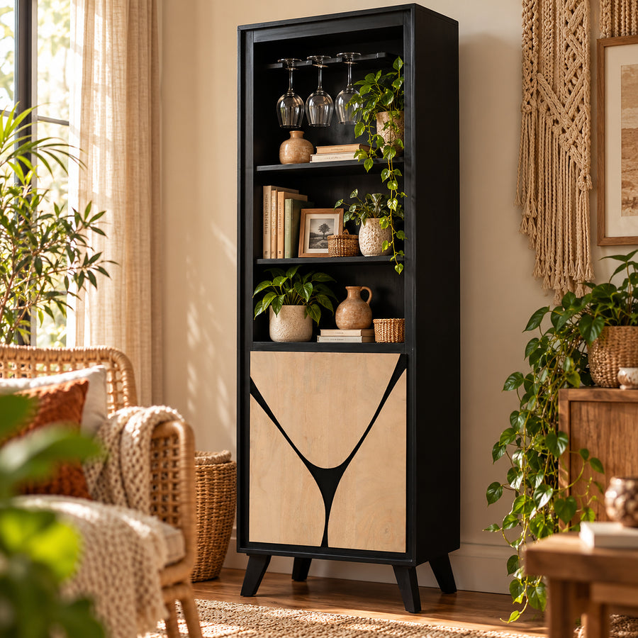 Inklyn Abstract Inlay Tall Bookcase with Cupboard - image 2