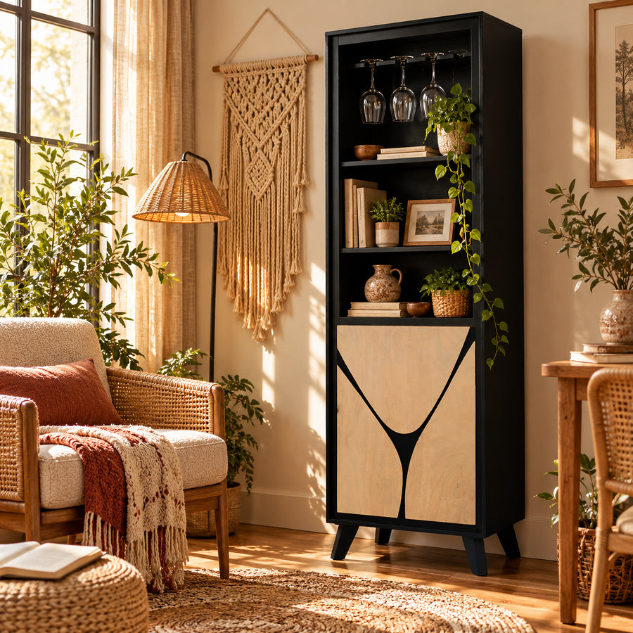 Inklyn Abstract Inlay Tall Bookcase with Cupboard - image 3