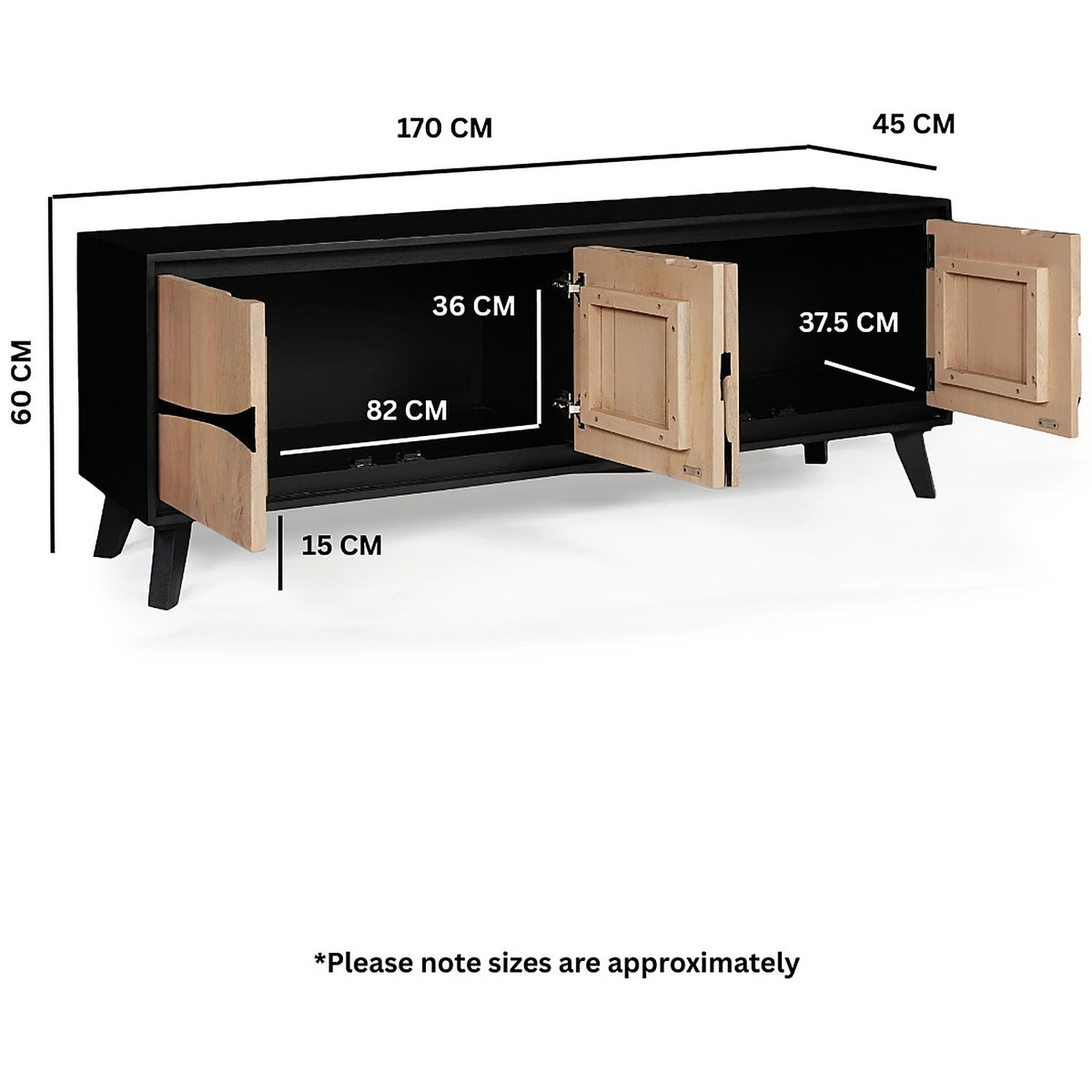 Inklyn Large Abstract Inlay Low 4 Door TV Cabinet - image 7