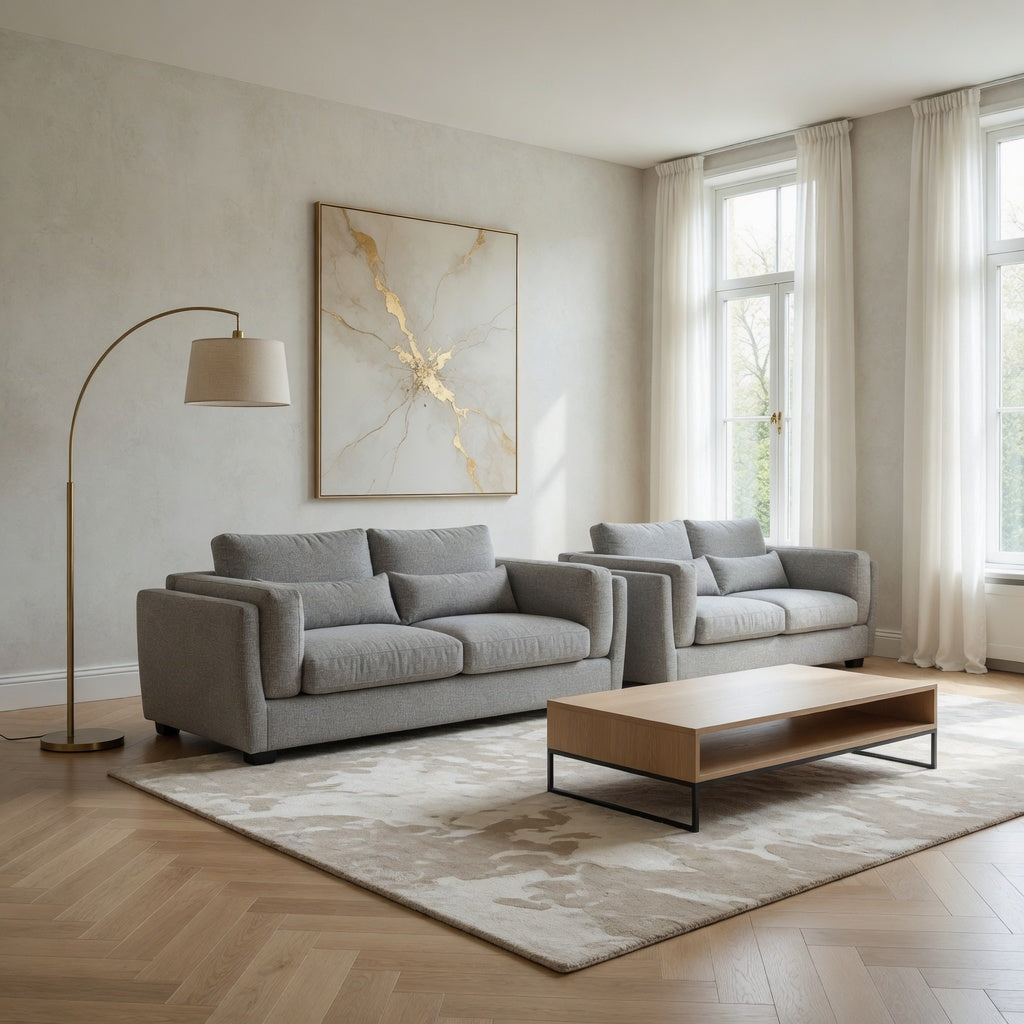 Bari 3+2 Sofa Set In Grey