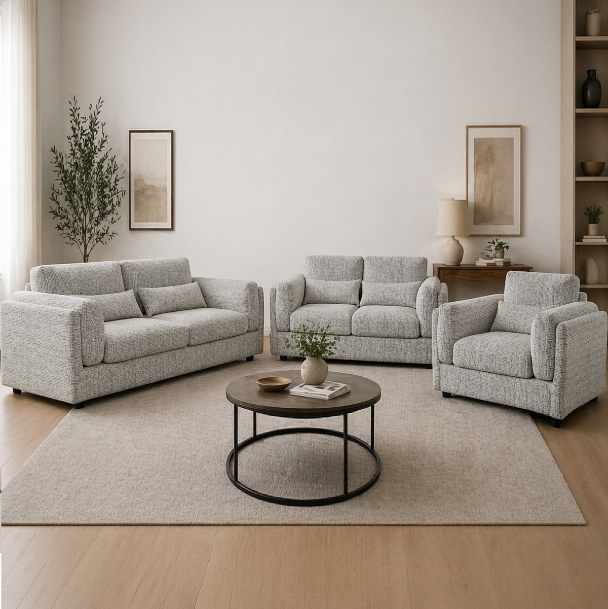 Bari 3+2+1 Sofa Set In Grey