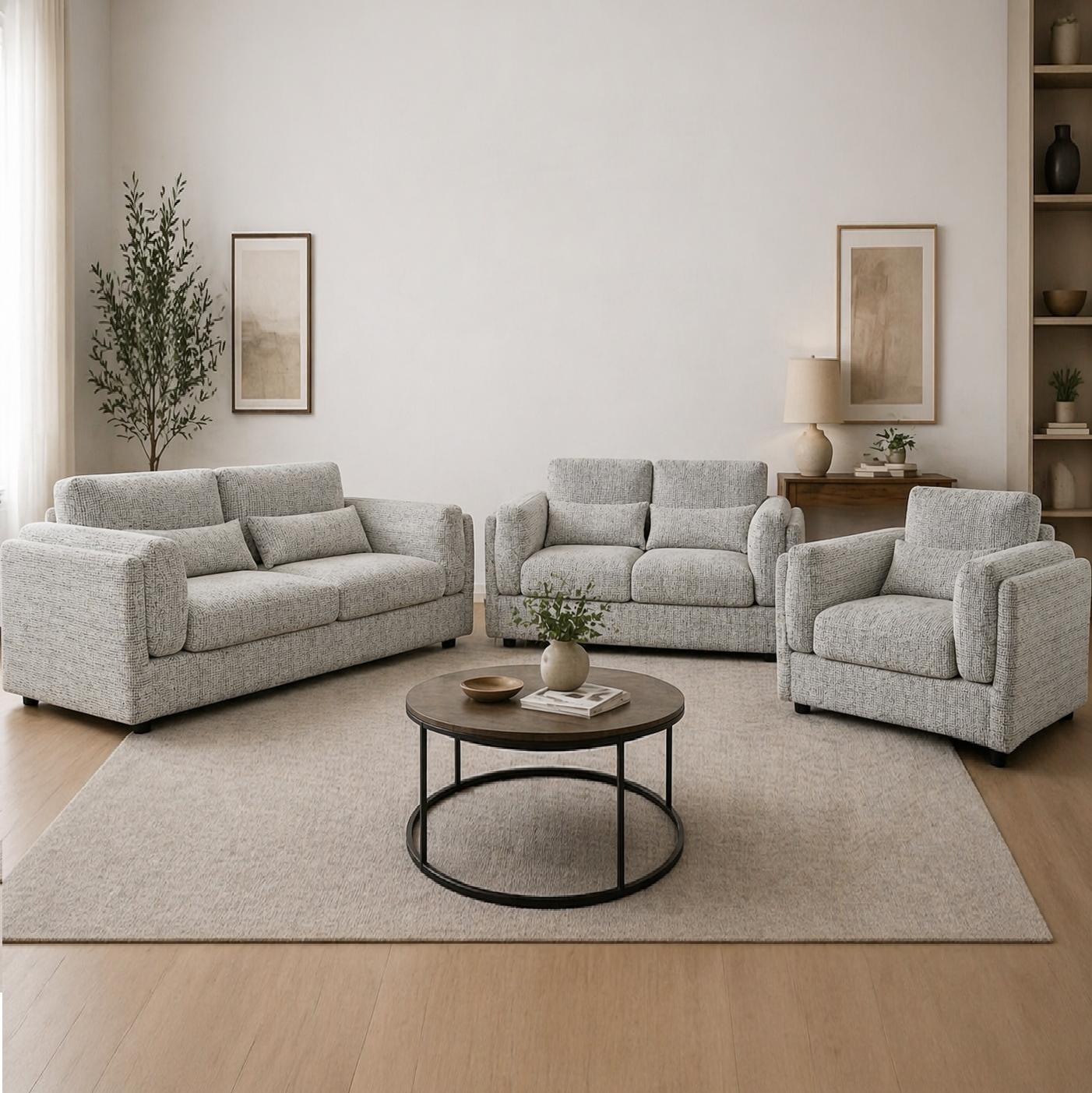 Bari 3+2+1 Sofa Set In Grey