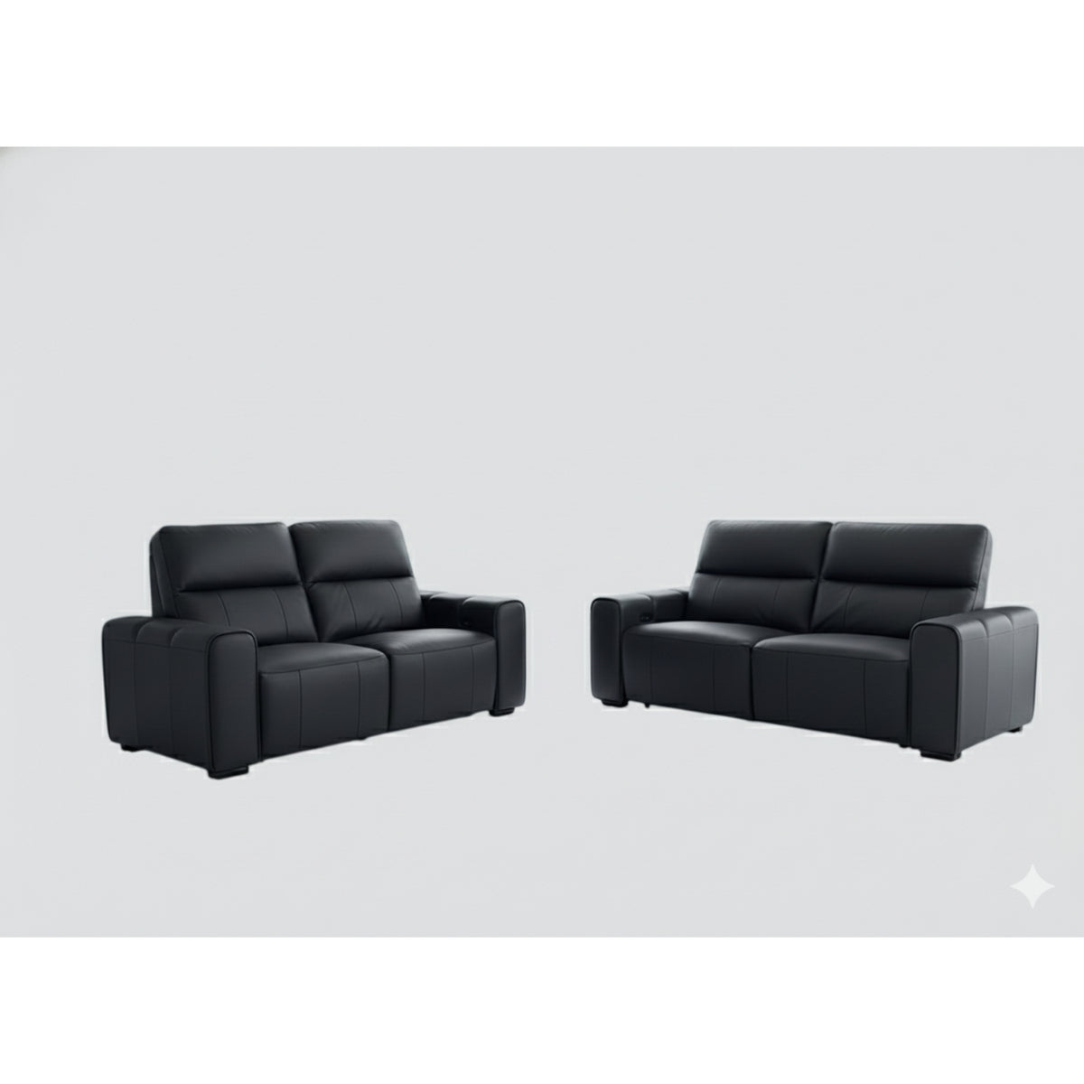 Bellagio Genuine Leather Electric Recliner 3+2 Seater Sofa In Black