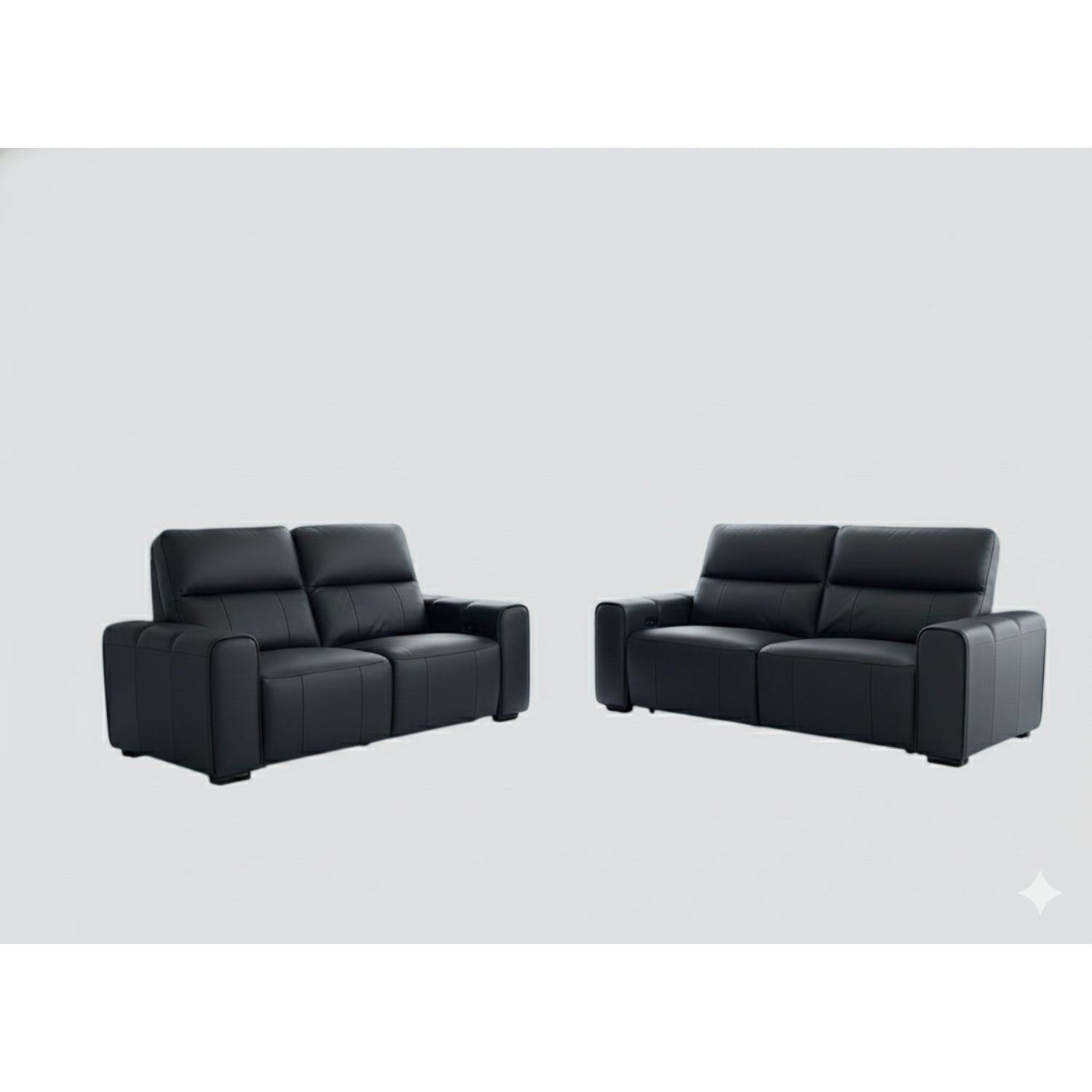 Bellagio Genuine Leather Electric Recliner 3+2 Seater Sofa In Black