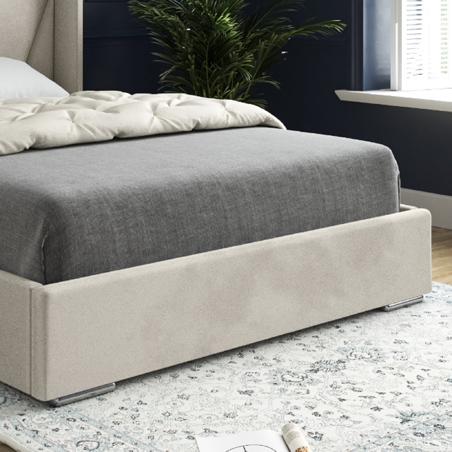 Bellini Wide Curved Winged Upholstered Soft Velvet Bed Frame