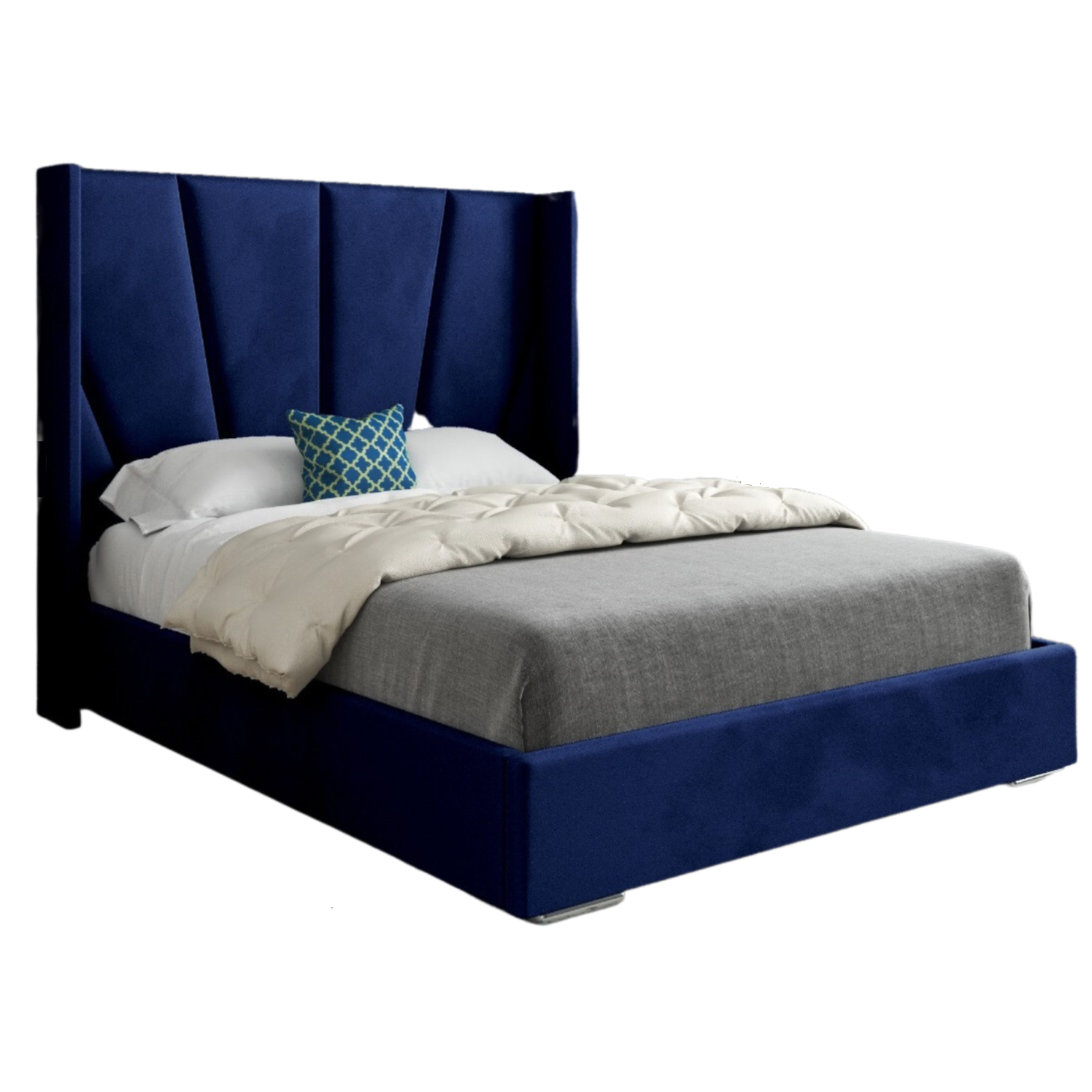 Bellini Wide Curved Winged Upholstered Soft Velvet Bed Frame