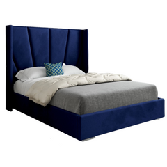 Bellini Wide Curved Winged Upholstered Soft Velvet Bed Frame