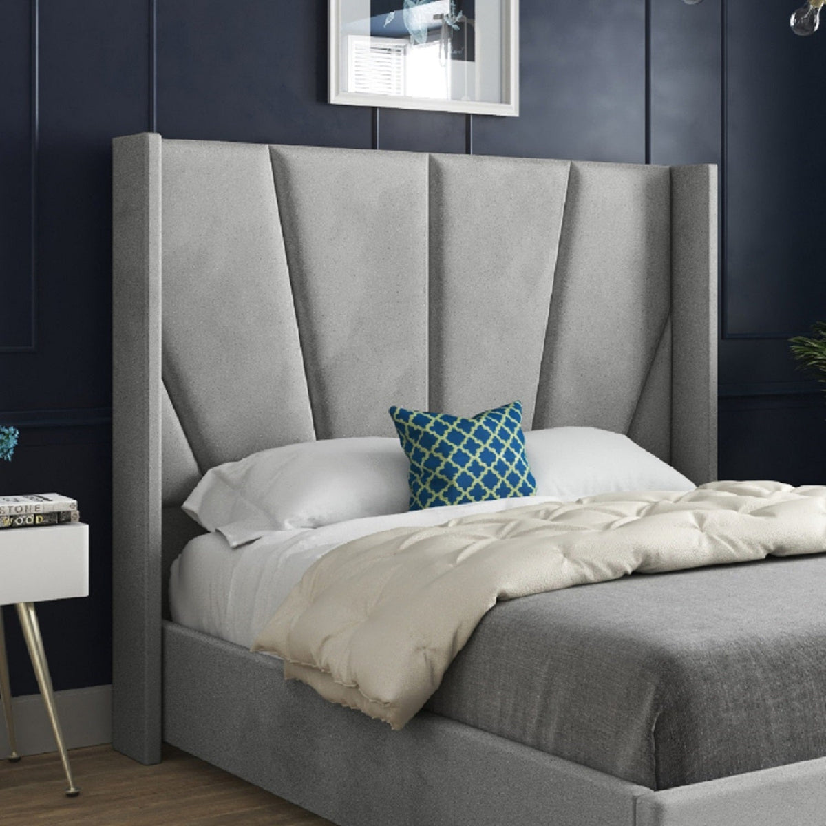 Bellini Wide Curved Winged Upholstered Soft Velvet Bed Frame