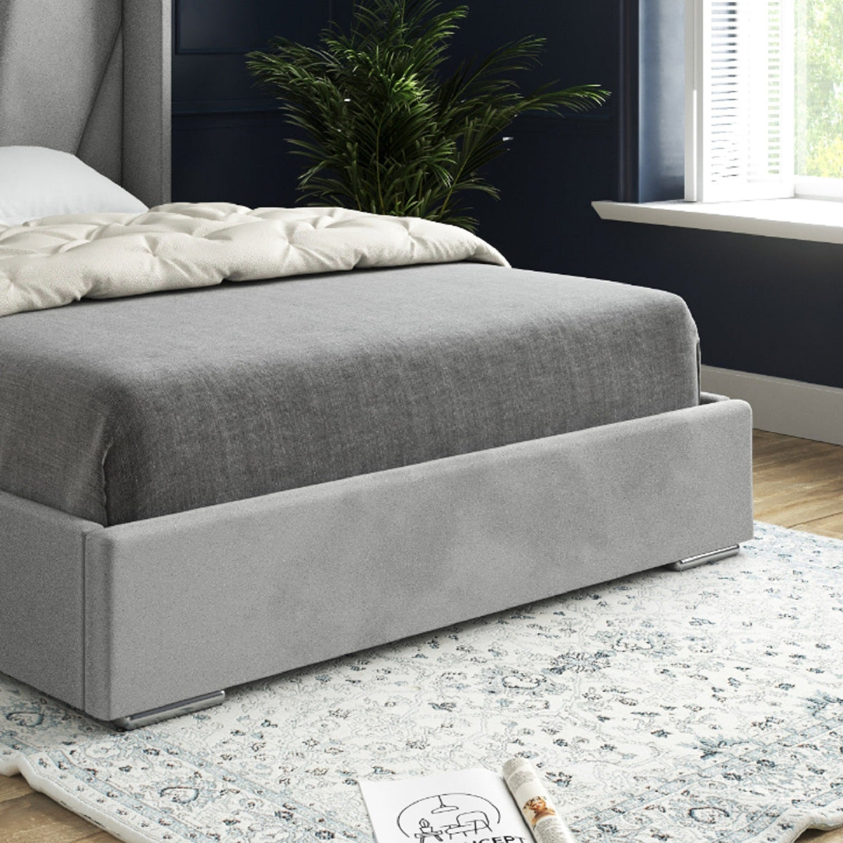 Bellini Wide Curved Winged Upholstered Soft Velvet Bed Frame