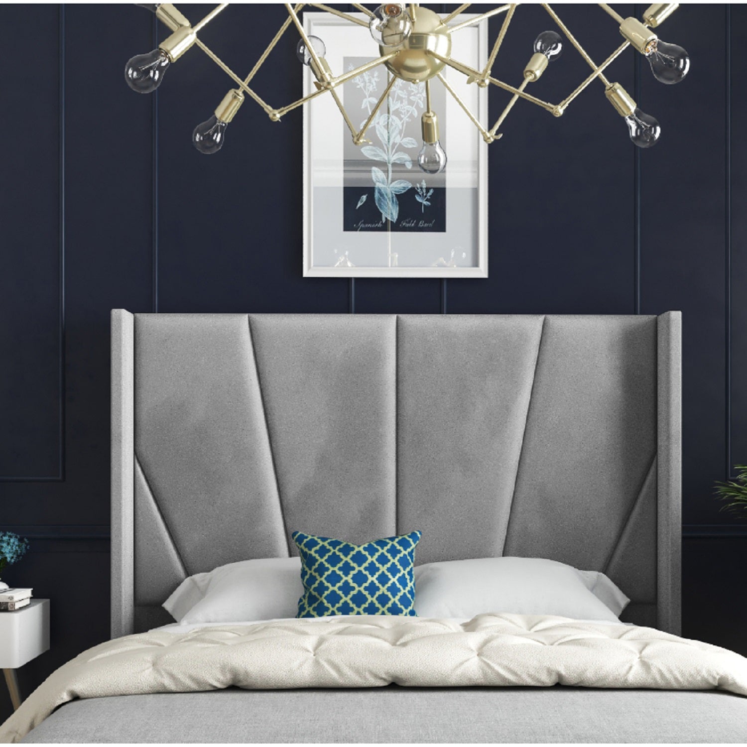 Curve Bio Frame Cocoon Wide Curved Winged Upholstered Soft Velvet Designer Bed Frame ...