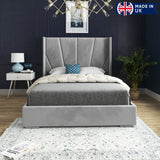 Bellini Wide Curved Winged Upholstered Soft Velvet Bed Frame