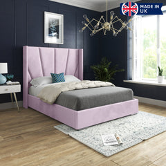 Bellini Wide Curved Winged Upholstered Soft Velvet Bed Frame