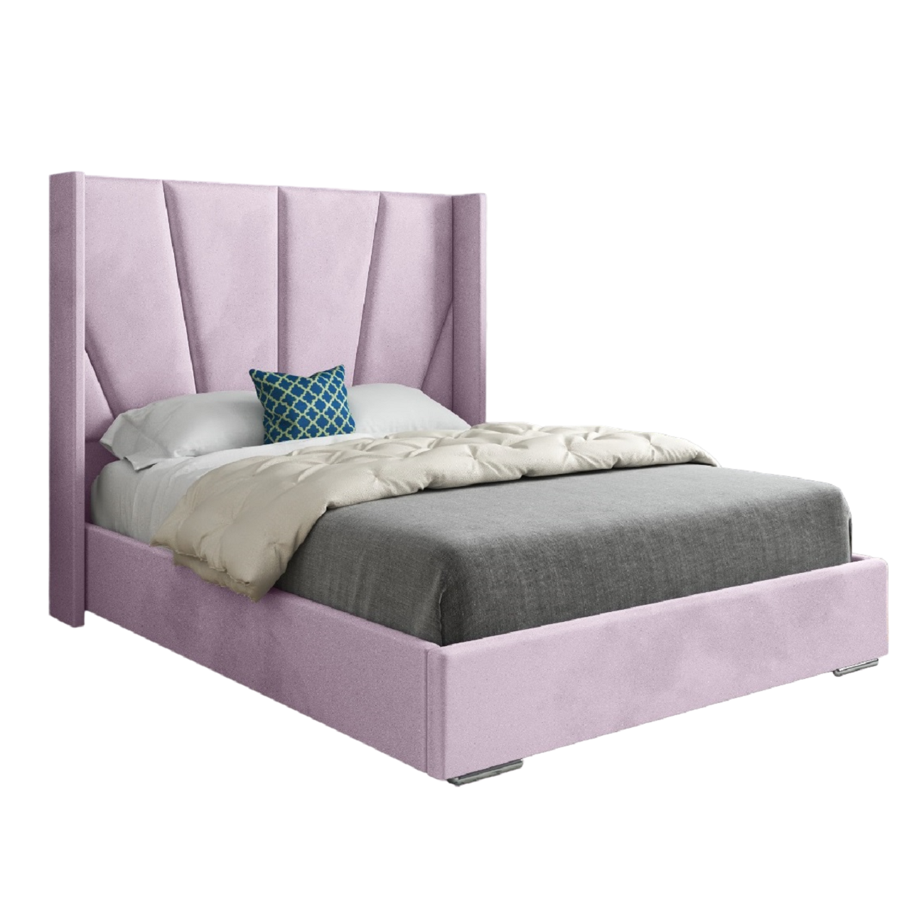 Bellini Wide Curved Winged Upholstered Soft Velvet Bed Frame