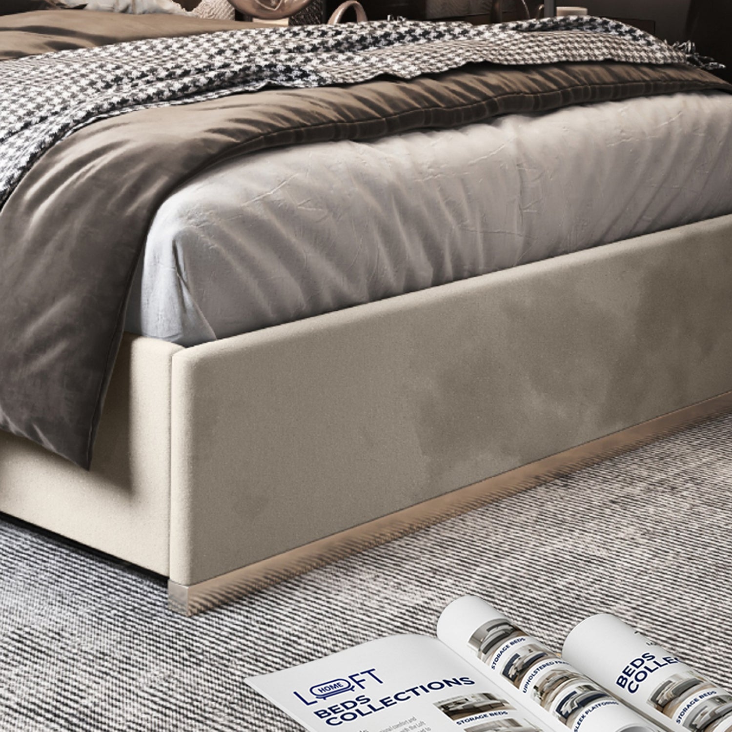 Comfyzone Upholstered Soft Velvet Metal Designer Bed Frame