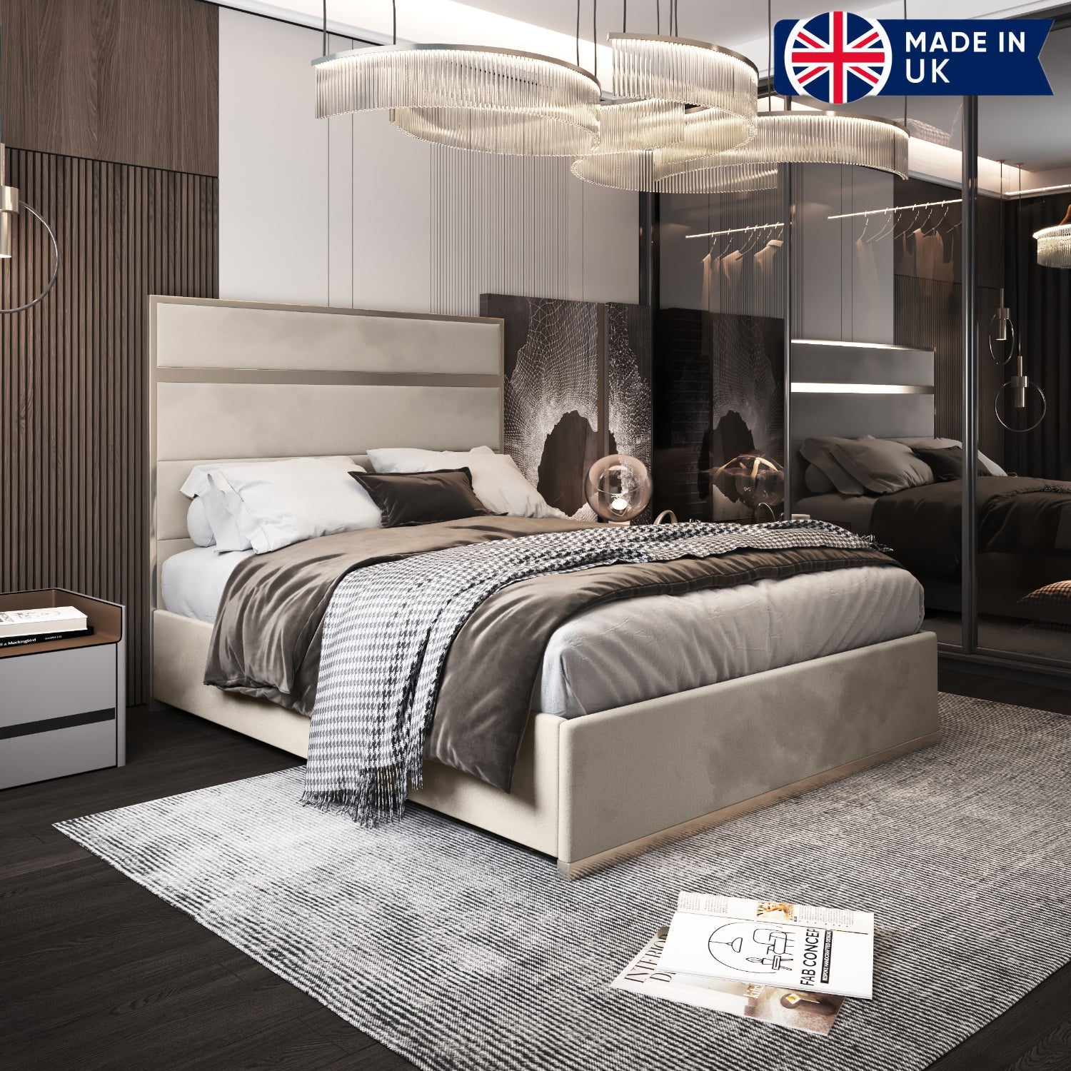 Bentley Upholstered Soft Velvet Metal Bed Frame