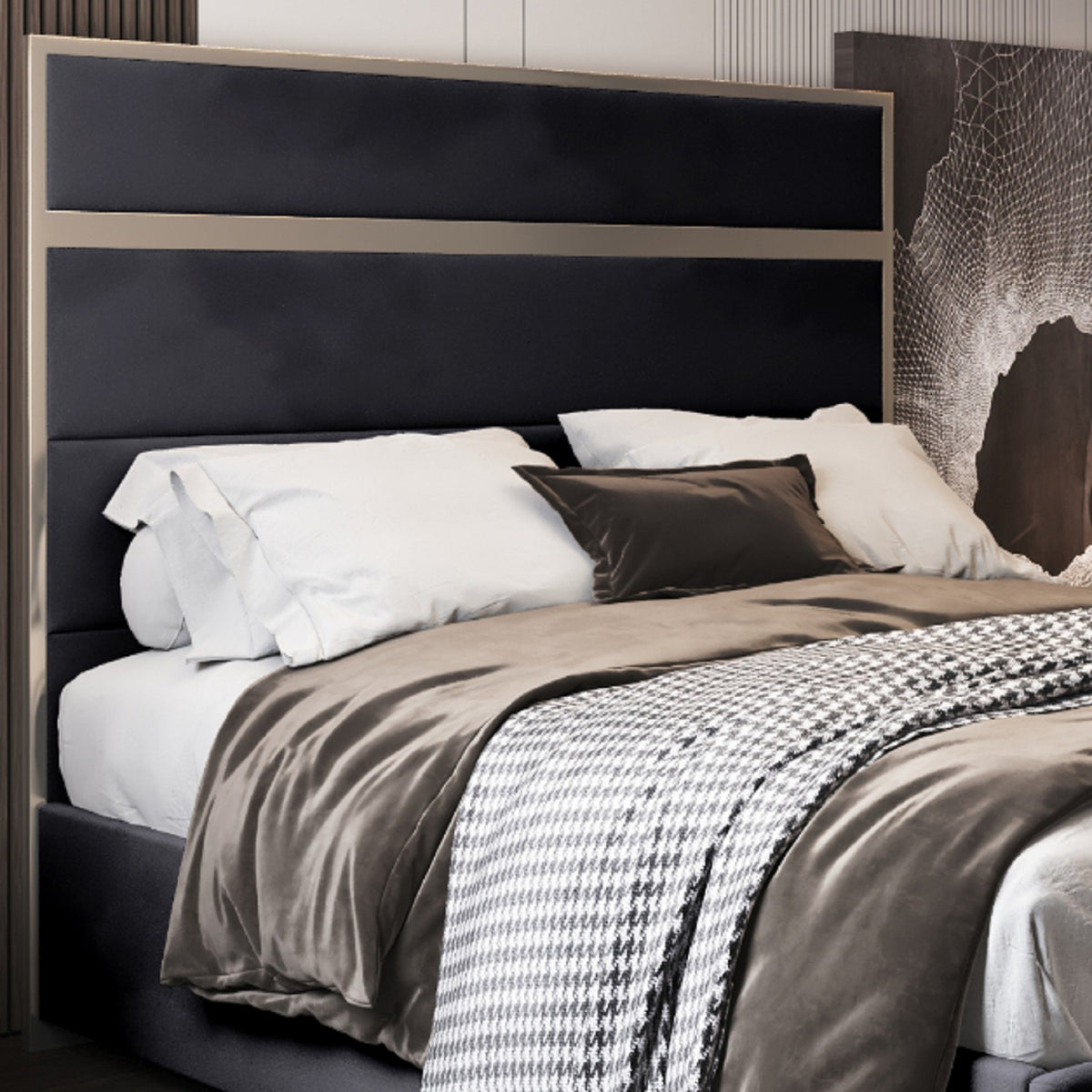 Comfyzone Upholstered Soft Velvet Metal Designer Bed Frame