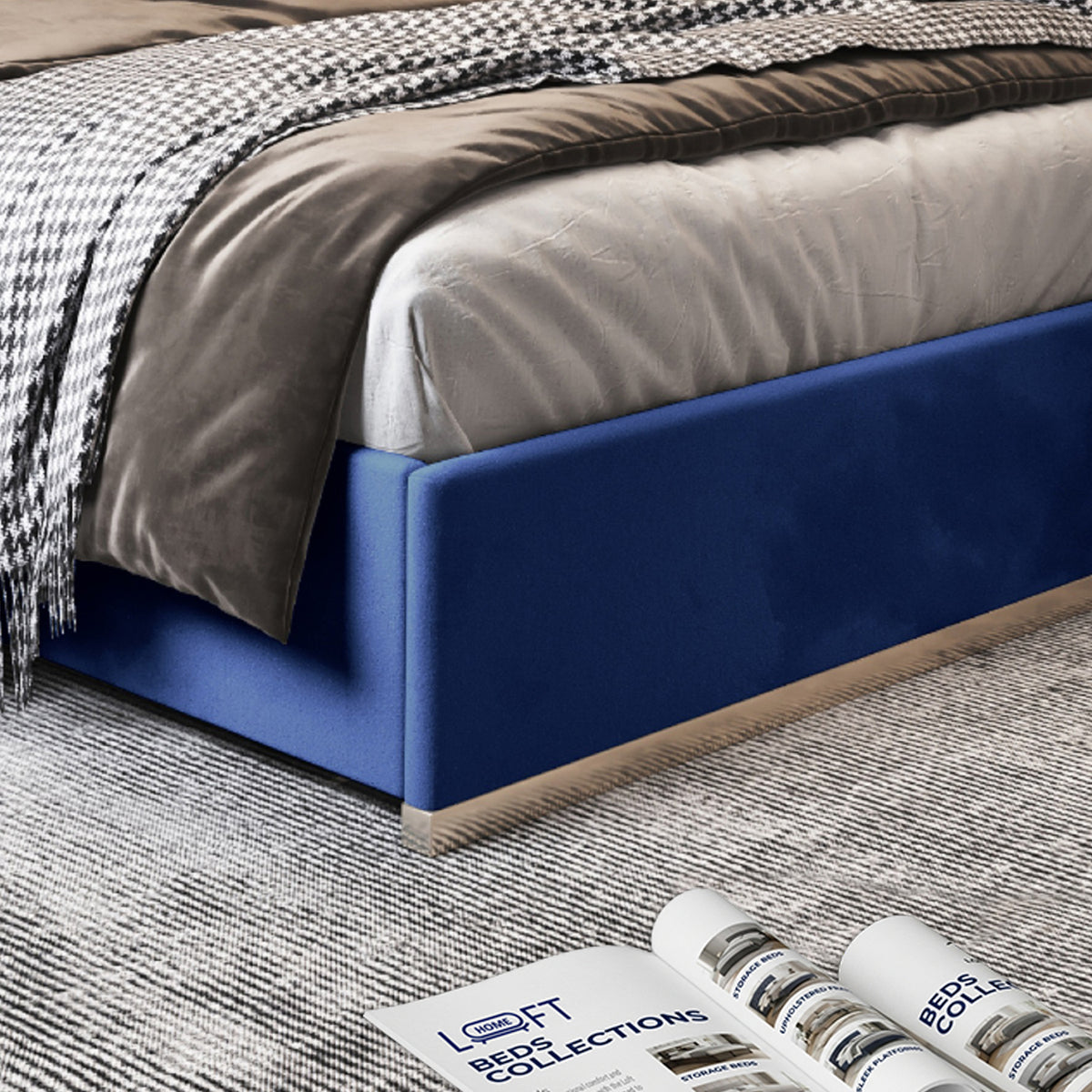 Comfyzone Upholstered Soft Velvet Metal Designer Bed Frame