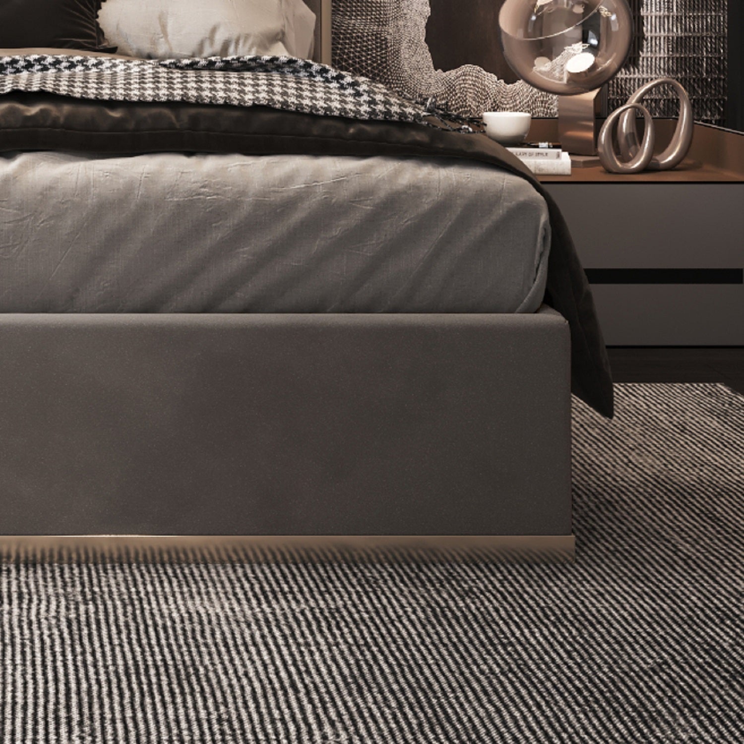 Bentley Upholstered Soft Velvet Metal Bed Frame