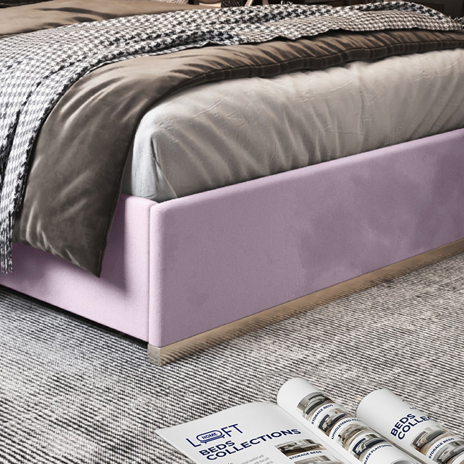 Comfyzone Upholstered Soft Velvet Metal Designer Bed Frame