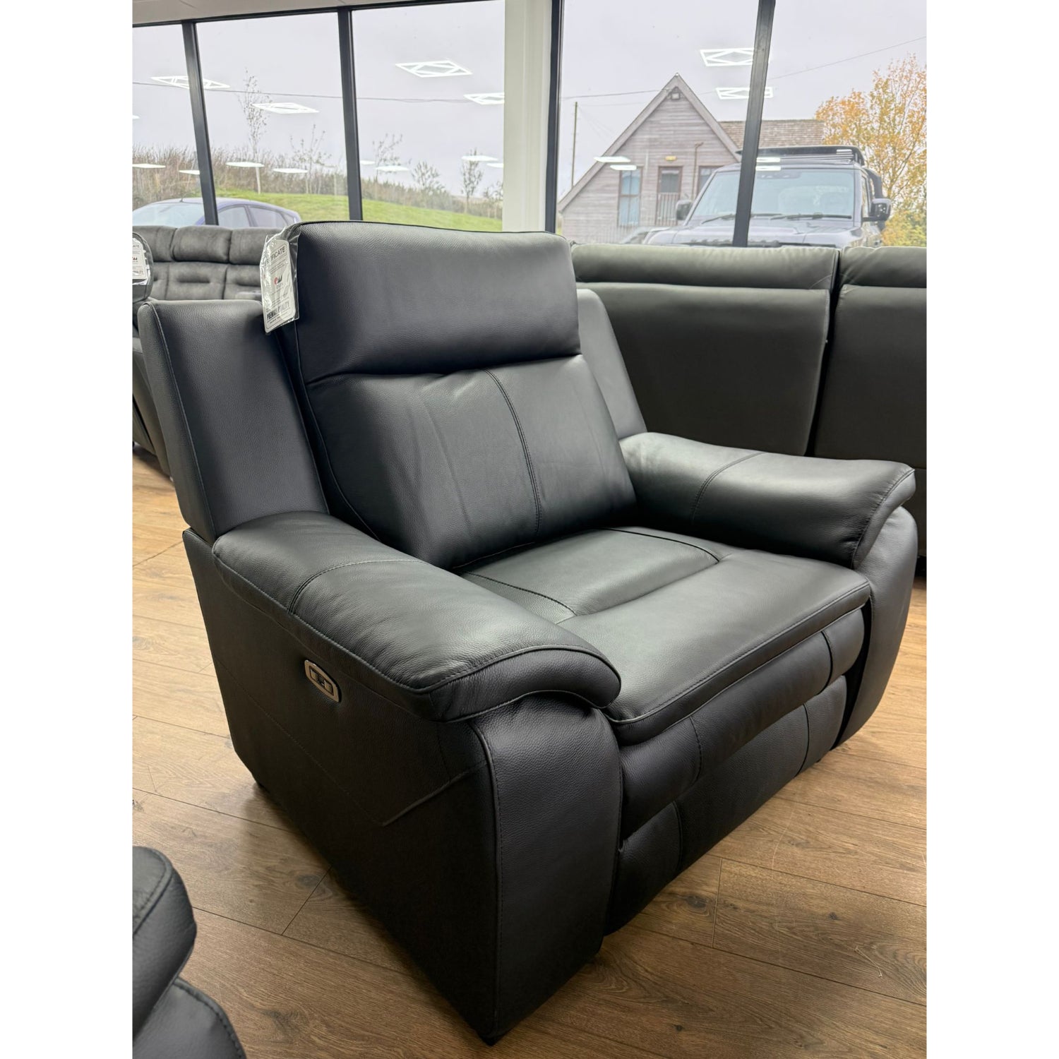 Boston Genuine Leather Electric Recliner Armchair Sofa In Black