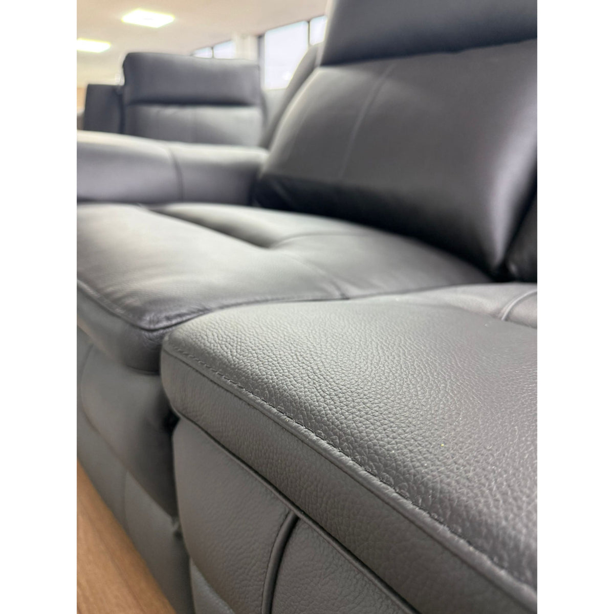 Boston Genuine Leather Electric Recliner 3+2 Seater Sofa In Black