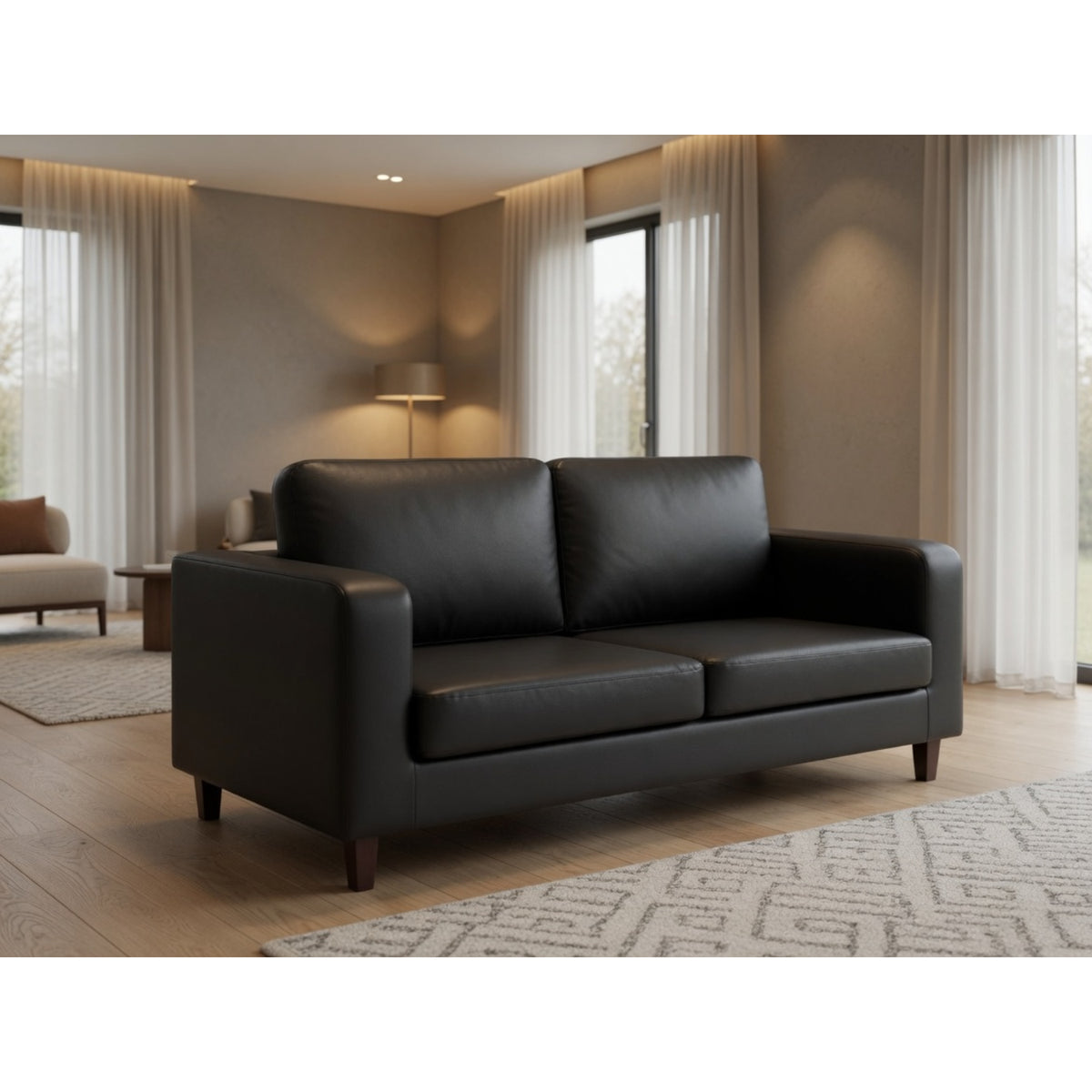 Box Sofa 3 Seater in  Black