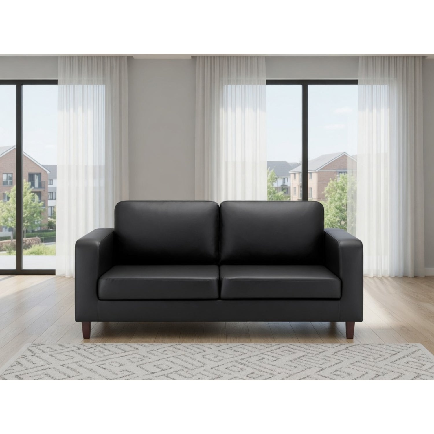 Box Sofa 3 Seater in  Black