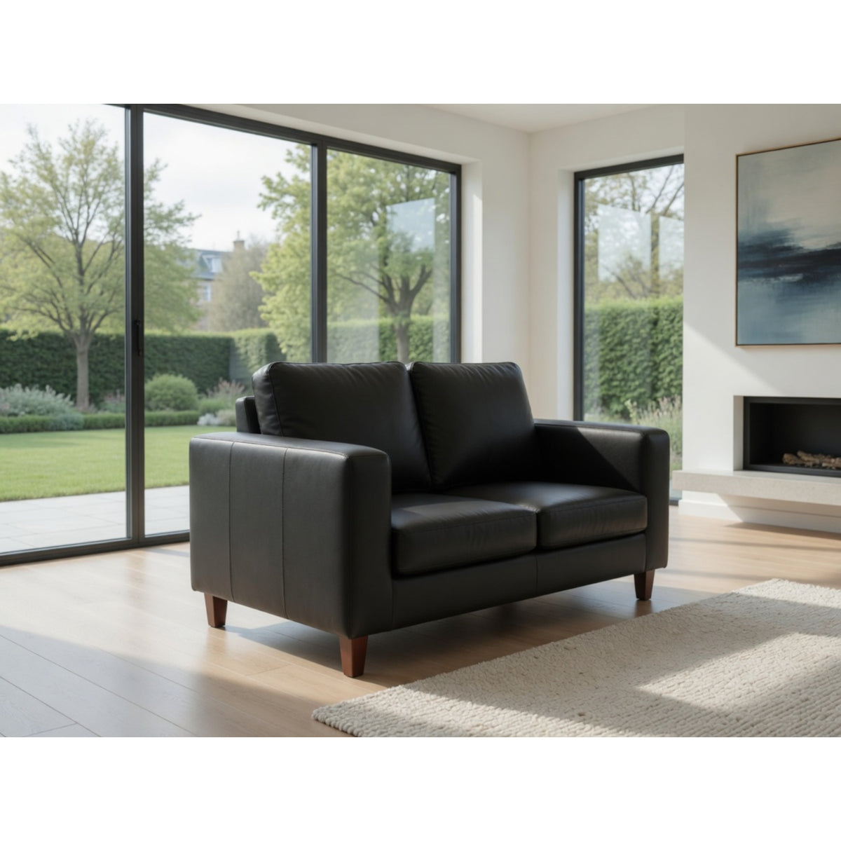 Box Sofa Black 2 Seater