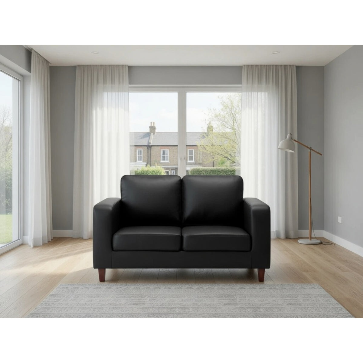 Box Sofa Black 2 Seater