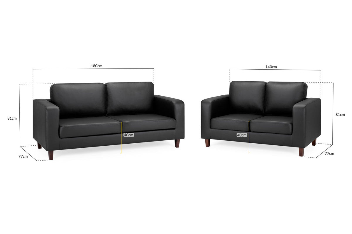 Box Sofa 3+2 Set in Black