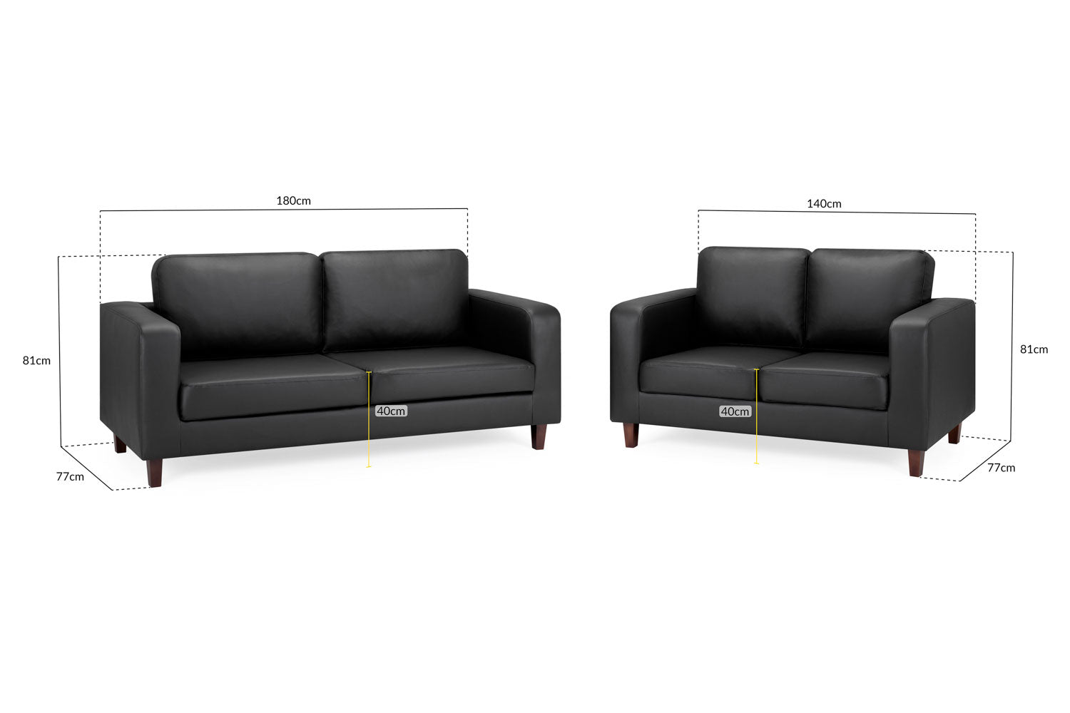 Box Sofa 3+2 Set in Black