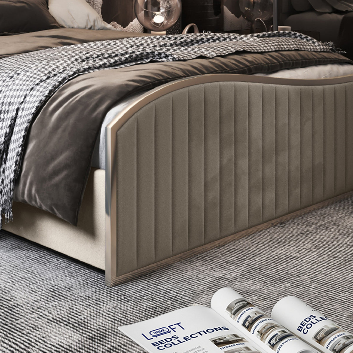 Darlington Upholstered Soft Velvet Metal Designer Bed Frame