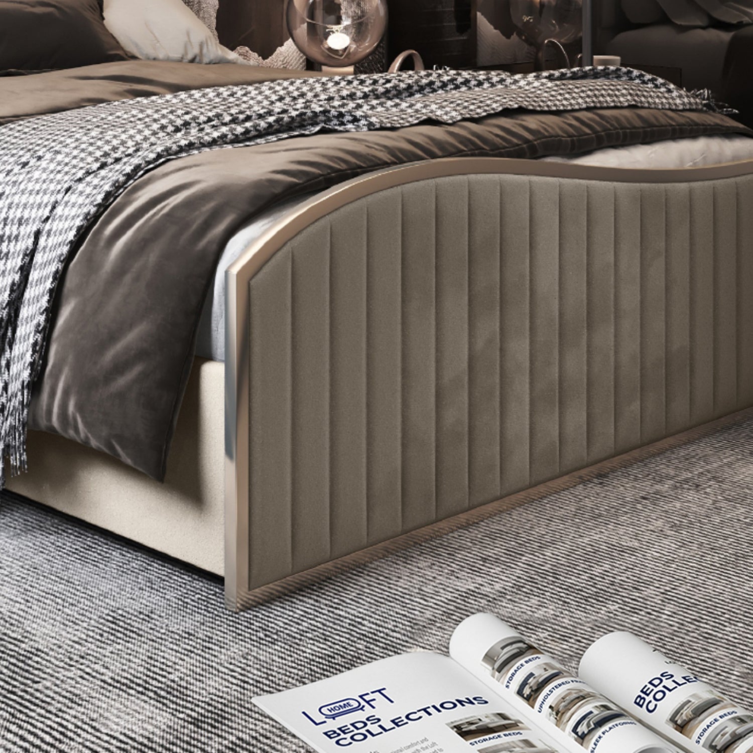 Darlington Upholstered Soft Velvet Metal Designer Bed Frame